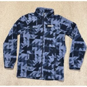 Columbia Boys Jacket Large 14/16 Blue Geometric Fleece Granite Mountain Full Zip